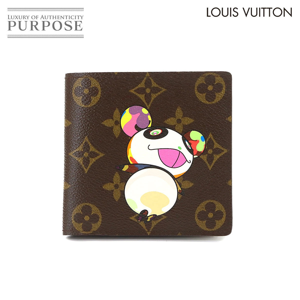 Louis Vuitton Monogram Panda Portefeuille Cartes Wallet Canvas Leather Gold